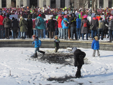 Kids Playing In An Icy Muck Puddle