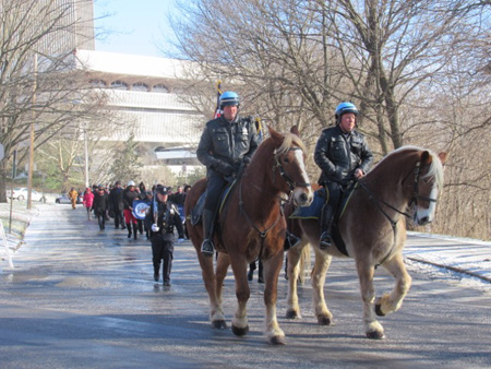 The Marchers Enter Lincoln Park, Led By Cold Cops On Hot Horses