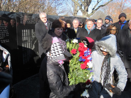 Mayor Sheehan Supervises The Kids Who Laid The Wreath
