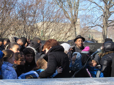 Afterwards Kids Crowded The Monument