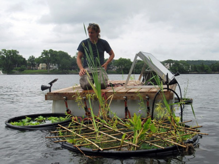 Scott Kellogg Of Radix Center Contemplates The Newly Assembled Floating Island