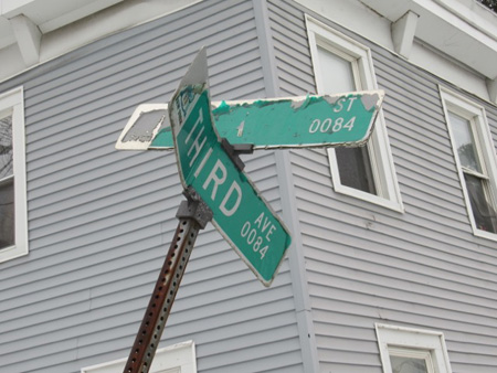 Street Sign At Third Avenue And Hawk Street