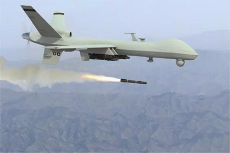 Military Drone Firing a Missile